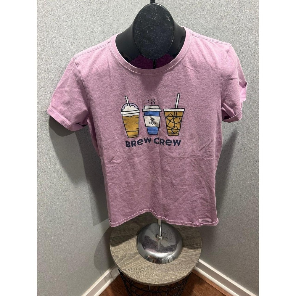 Life is Good Purple Brew Crew Large Graphic T- Shirt